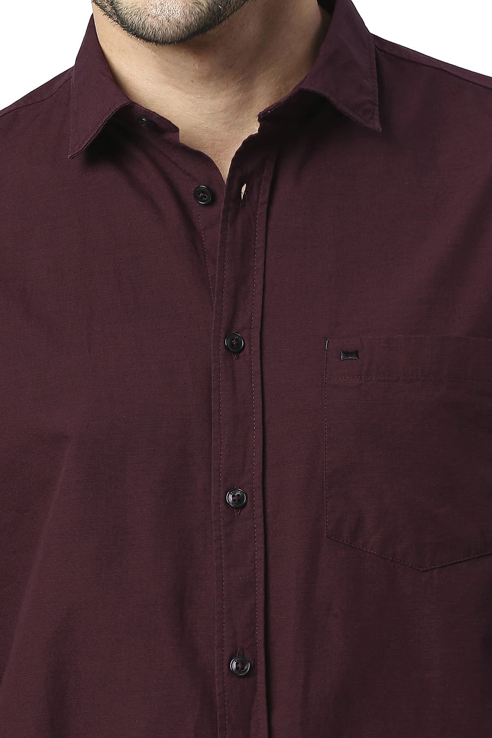 BASICS SLIM FIT COTTON FIL-A-FIL SHIRT