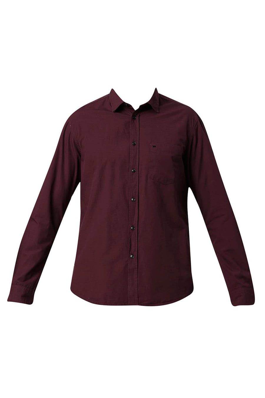 BASICS SLIM FIT PORT MAROON COTTON FIL-A-FIL SHIRT