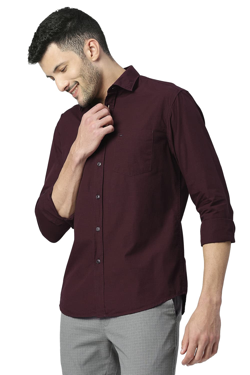 BASICS SLIM FIT COTTON FIL-A-FIL SHIRT