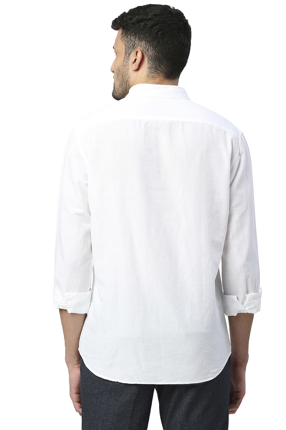 BASICS SLIM FIT COTTON LINEN SHIRT