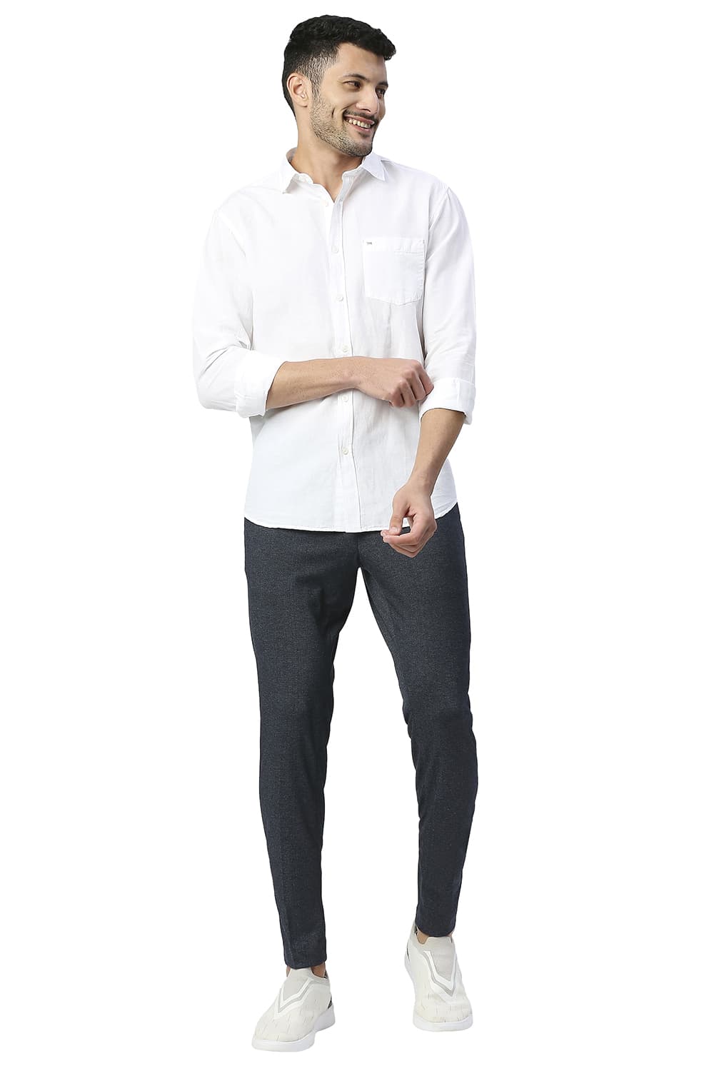 BASICS SLIM FIT COTTON LINEN SHIRT