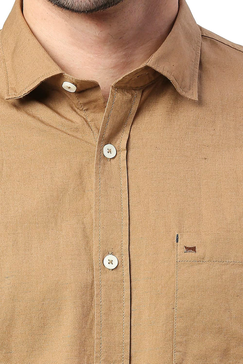 BASICS SLIM FIT COTTON LINEN SHIRT