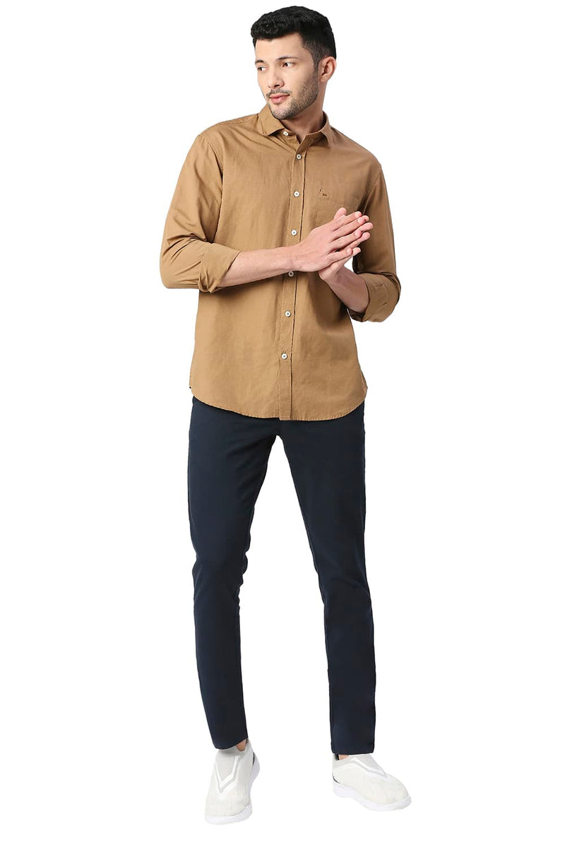 BASICS SLIM FIT COTTON LINEN SHIRT