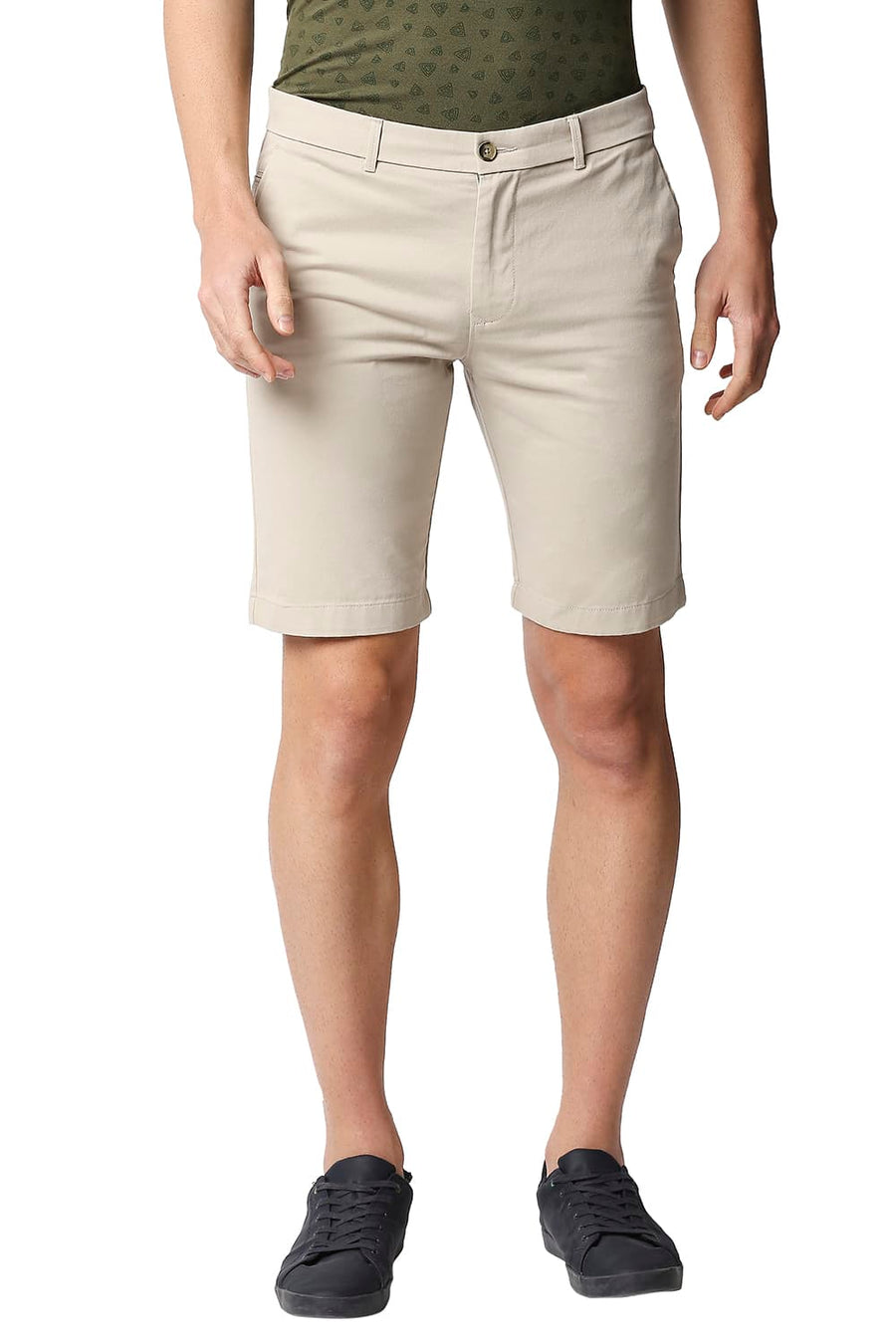BASICS COMFORT FIT OATMEAL BEIGE PURE COTTON TWILL SHORTS