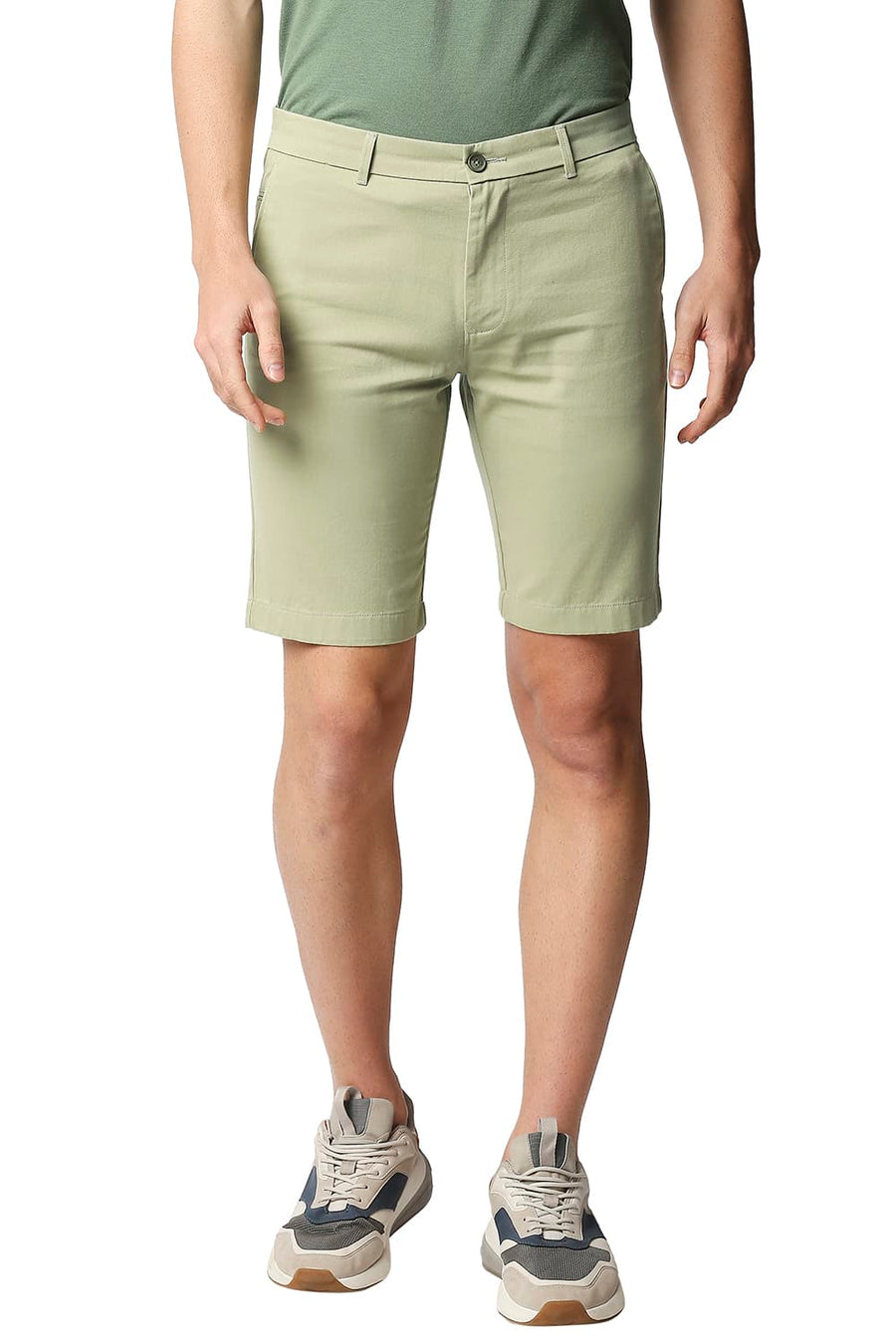 BASICS COMFORT FIT SWAMP GREEN PURE COTTON TWILL SHORTS