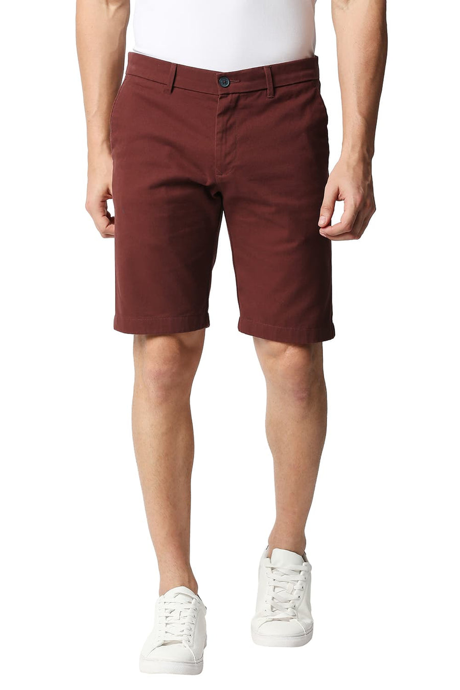 BASICS COMFORT FIT SYRAH RED PURE COTTON TWILL SHORTS