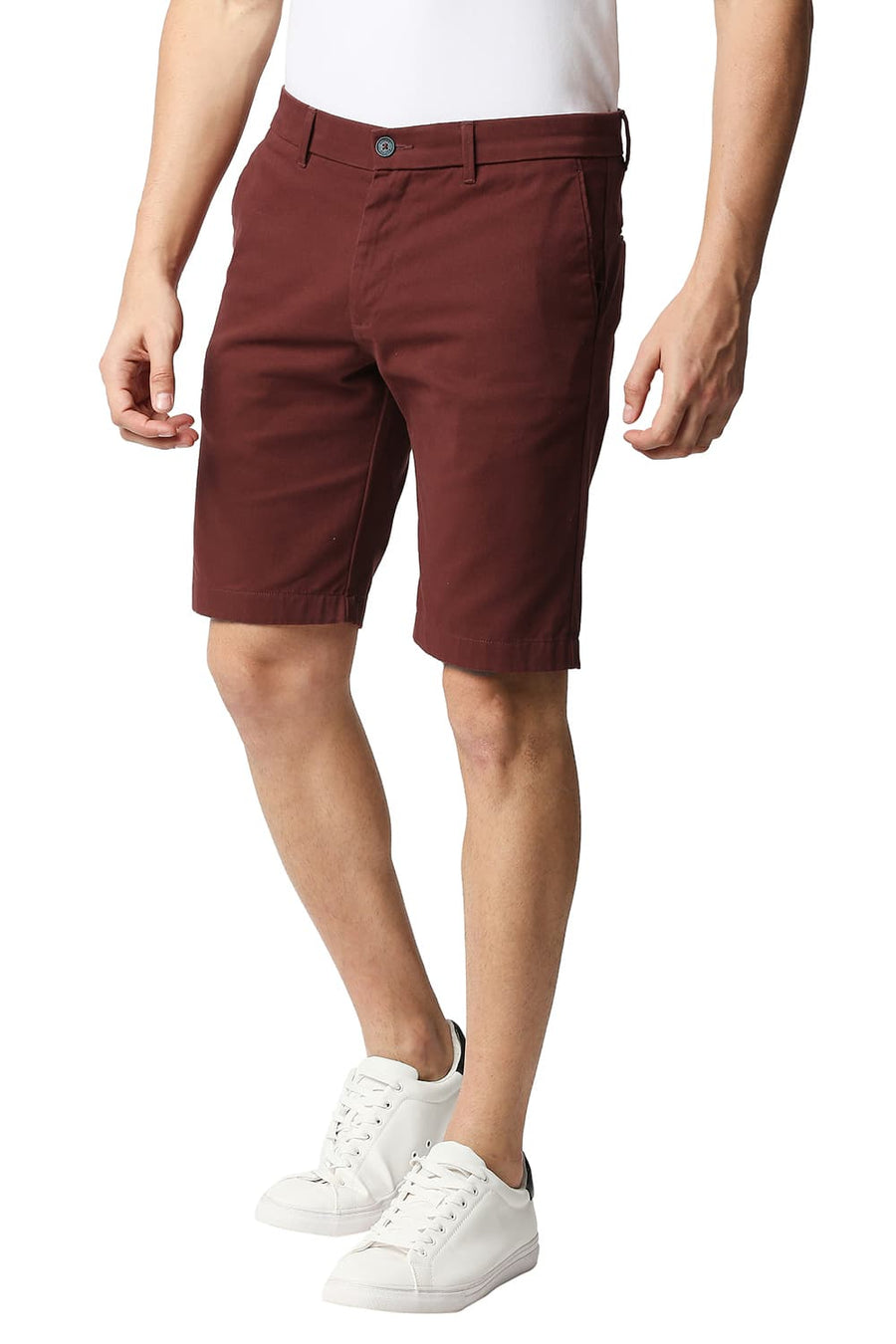 BASICS COMFORT FIT SYRAH RED PURE COTTON TWILL SHORTS