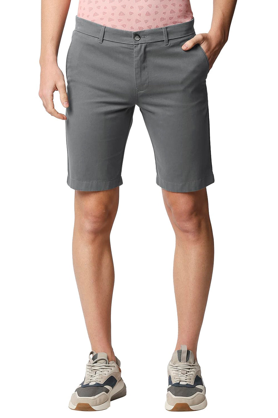 BASICS COMFORT FIT POPPY SEED GREY PURE COTTON TWILL SHORTS