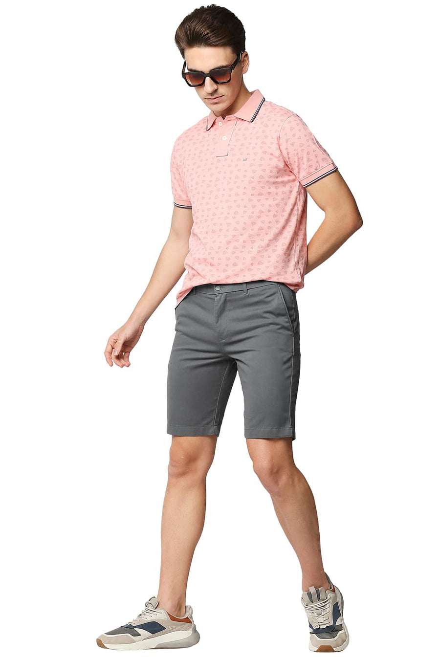 BASICS COMFORT FIT POPPY SEED GREY PURE COTTON TWILL SHORTS