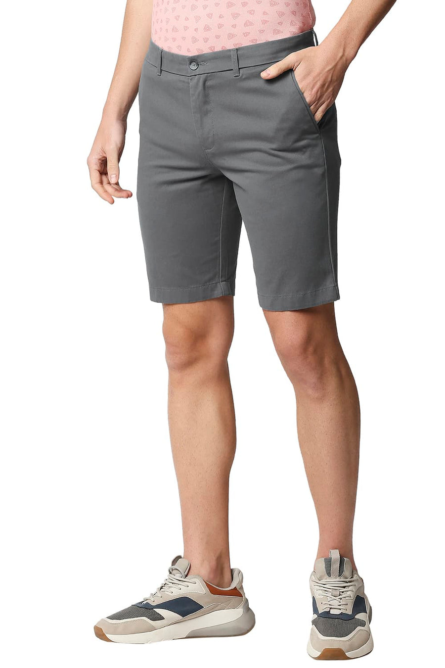 BASICS COMFORT FIT POPPY SEED GREY PURE COTTON TWILL SHORTS