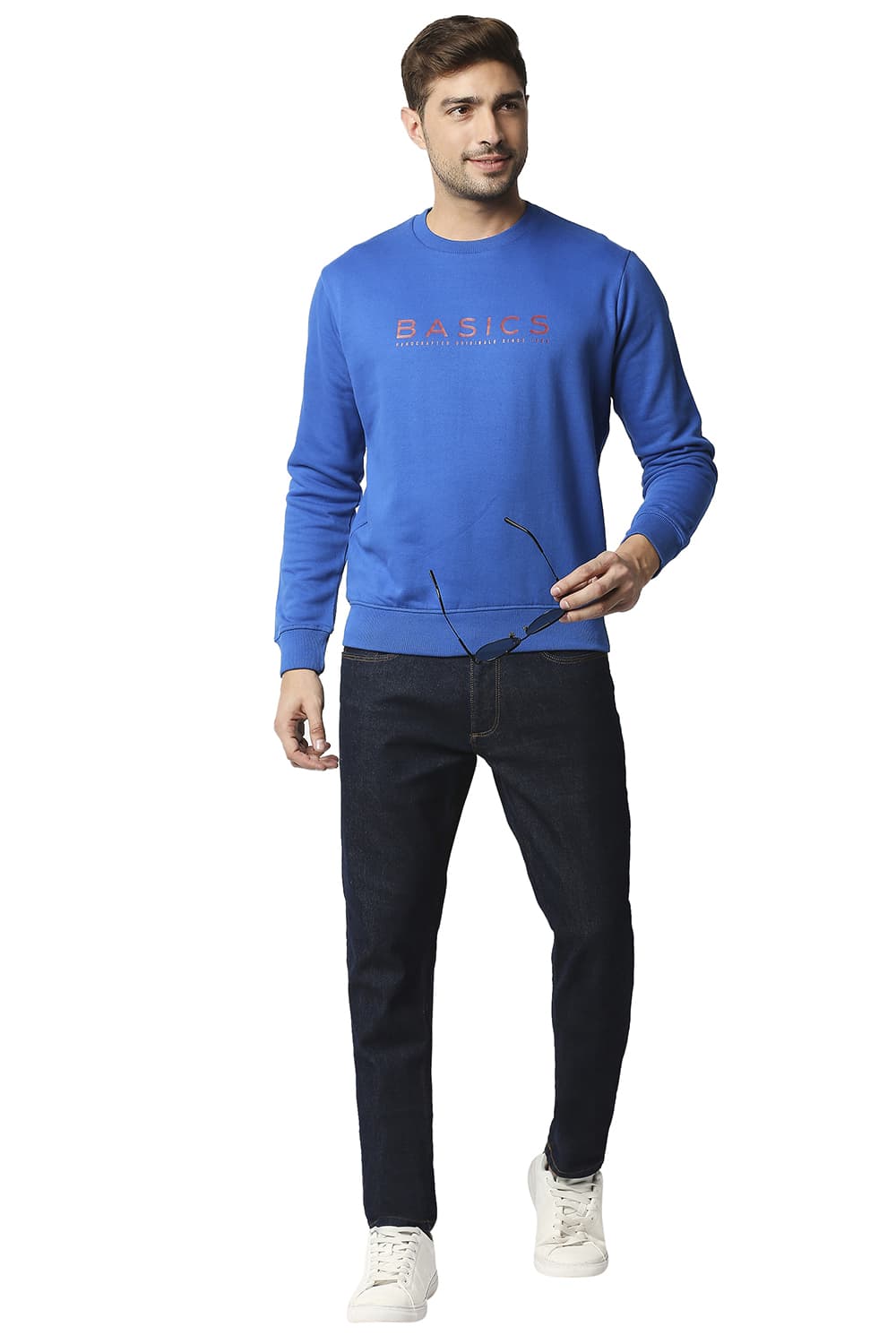 BASICS MUSCLE FIT BRUSHED FLEECE PULLOVER SWEATER