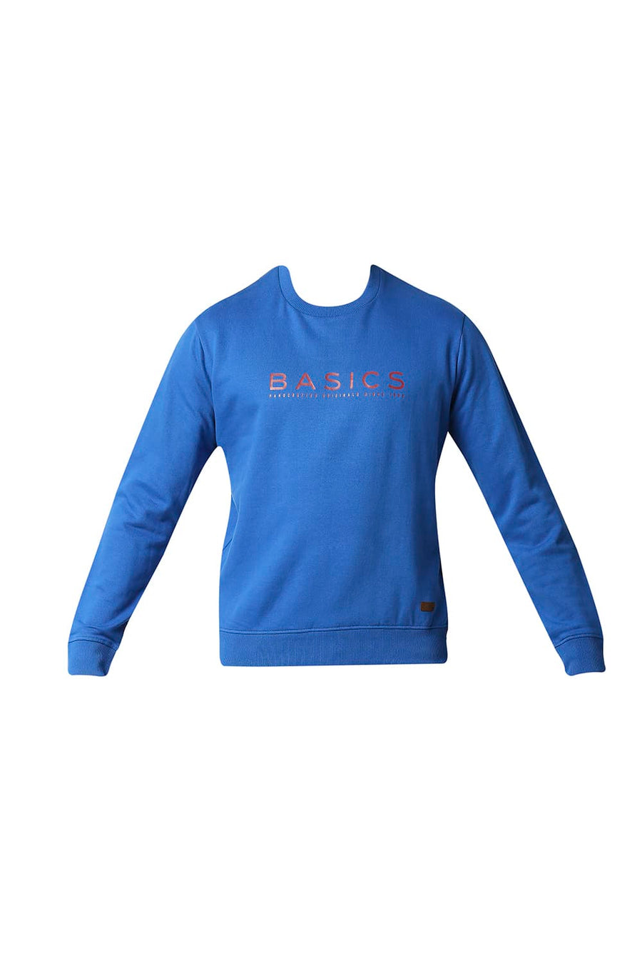 BASICS MUSCLE FIT SNORKEL BLUE BRUSHED FLEECE PULLOVER SWEATER