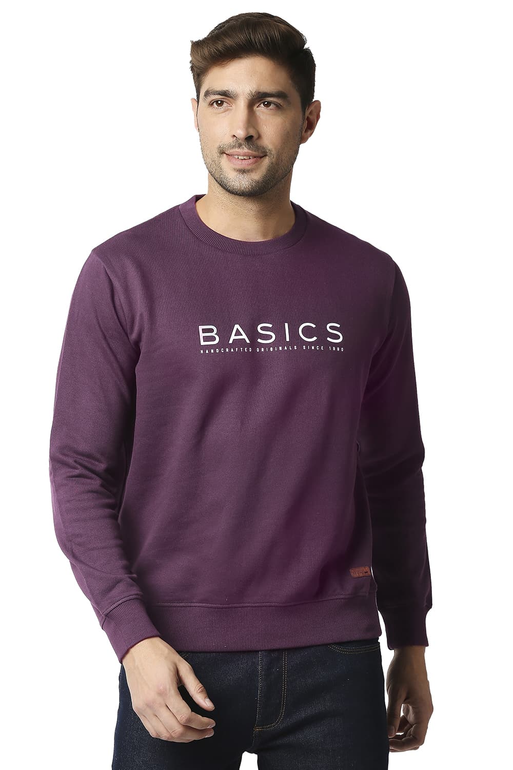 BASICS MUSCLE FIT BRUSHED FLEECE PULLOVER SWEATER