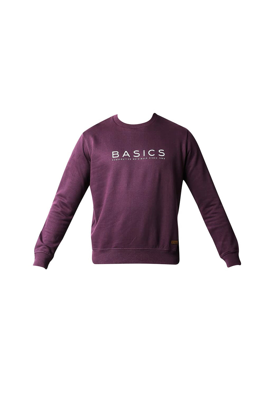 BASICS MUSCLE FIT SHADOW PURPLE BRUSHED FLEECE PULLOVER SWEATER