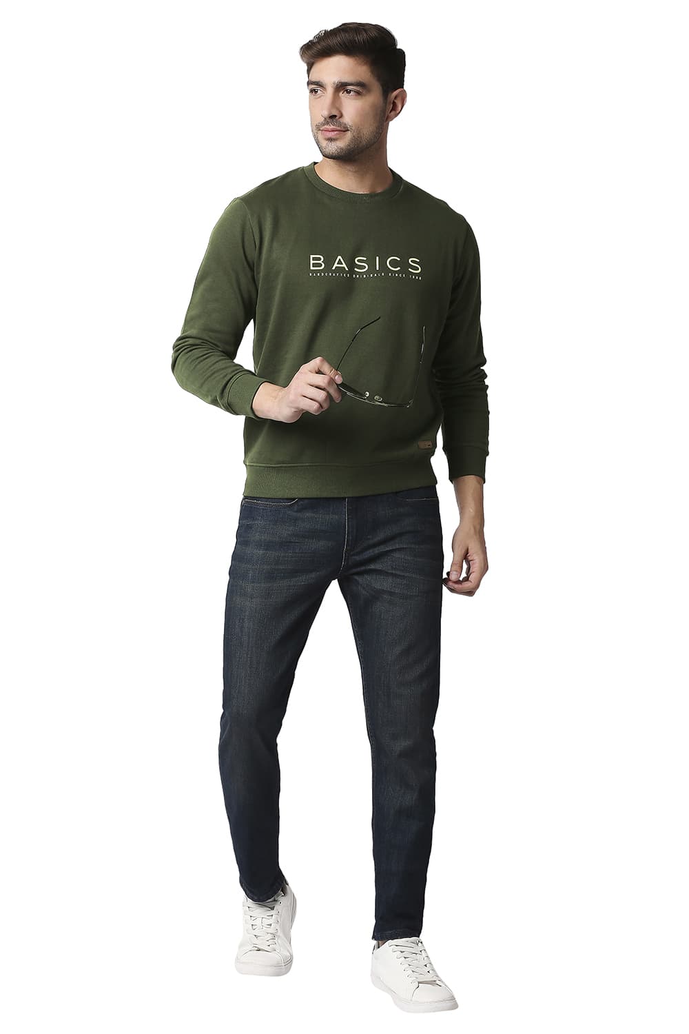 BASICS MUSCLE FIT BRUSHED FLEECE PULLOVER SWEATER