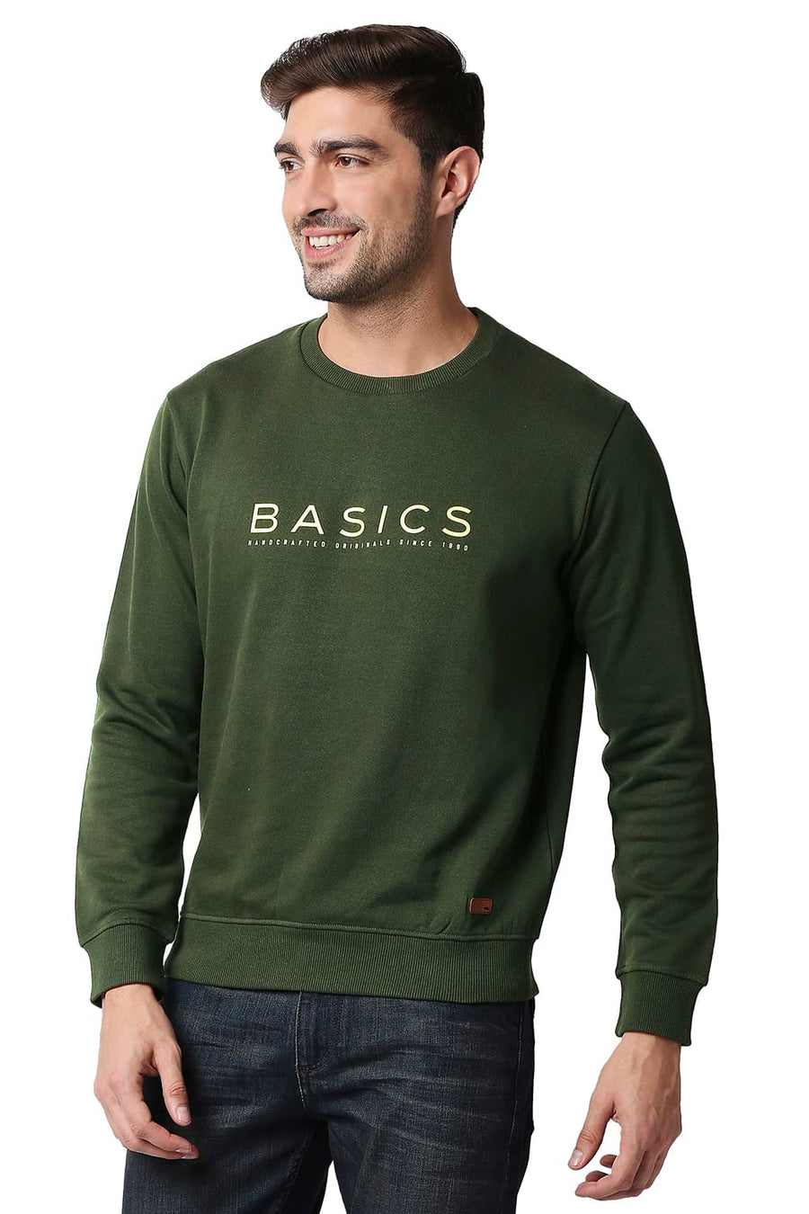 BASICS MUSCLE FIT ROSIN BRUSHED FLEECE PULLOVER SWEATER