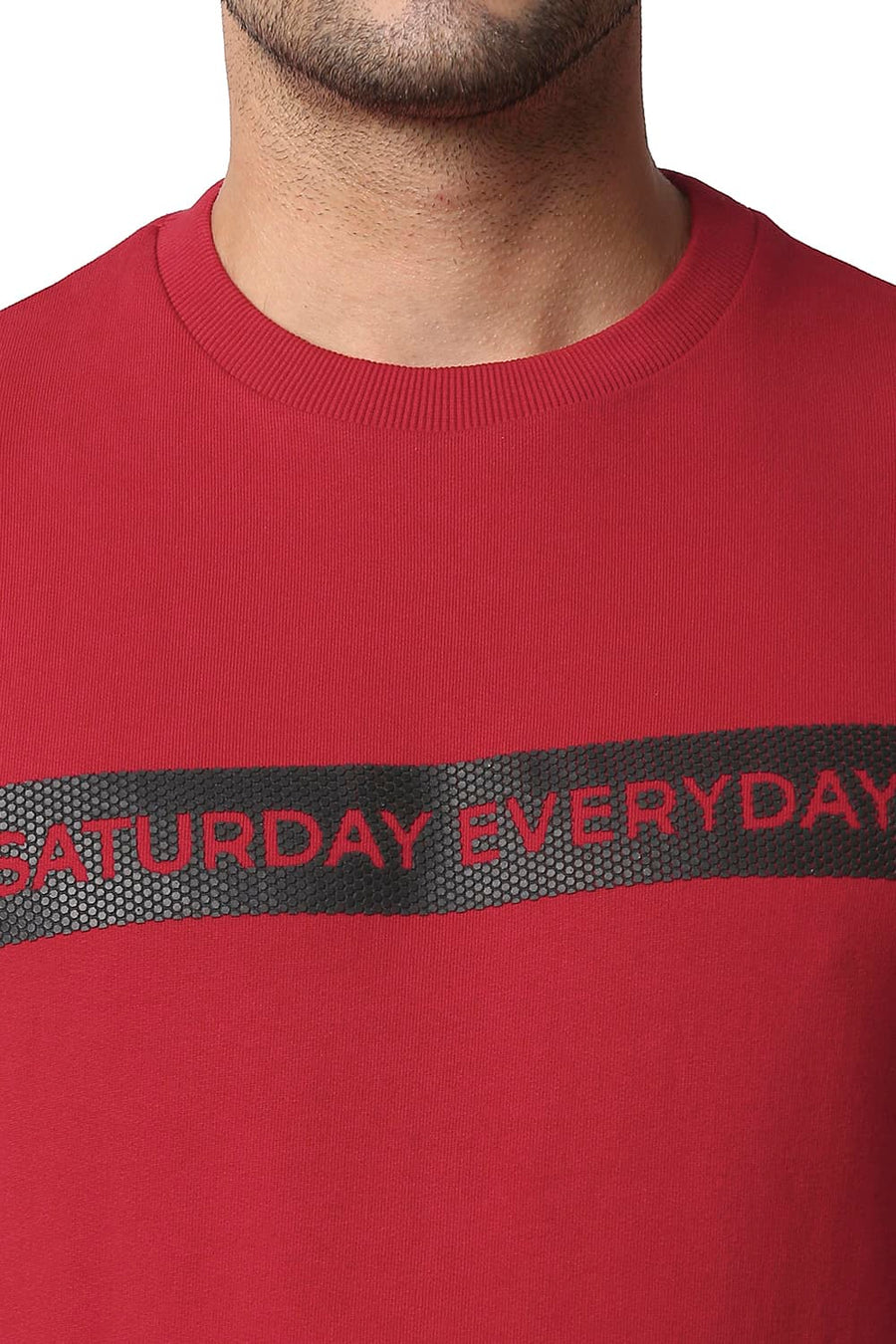 BASICS MUSCLE FIT RIO RED LOOP KNIT PULLOVER SWEATER