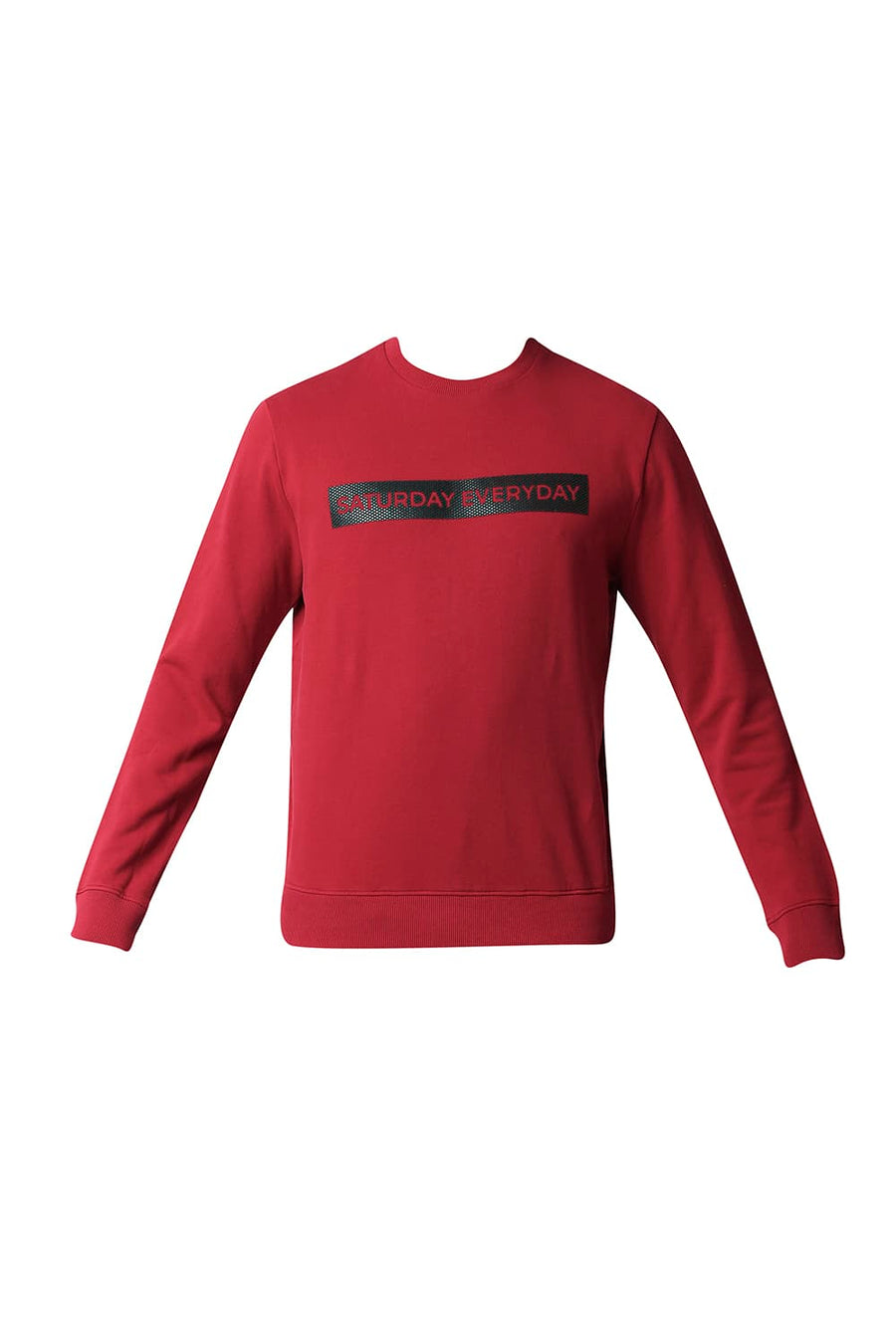 BASICS MUSCLE FIT RIO RED LOOP KNIT PULLOVER SWEATER