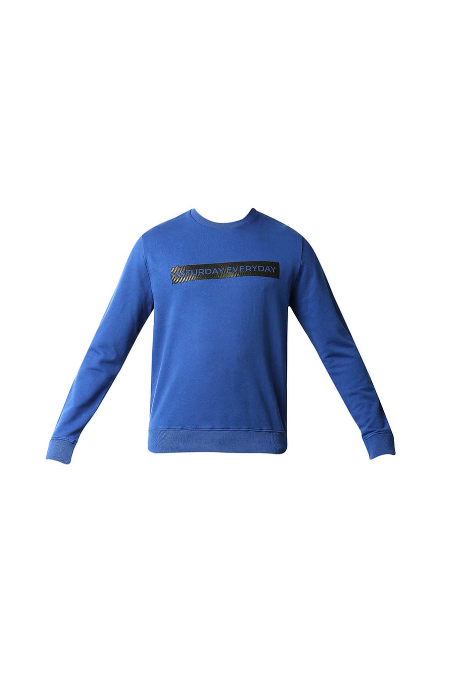 BASICS MUSCLE FIT TRUE BLUE LOOP KNIT PULLOVER SWEATER