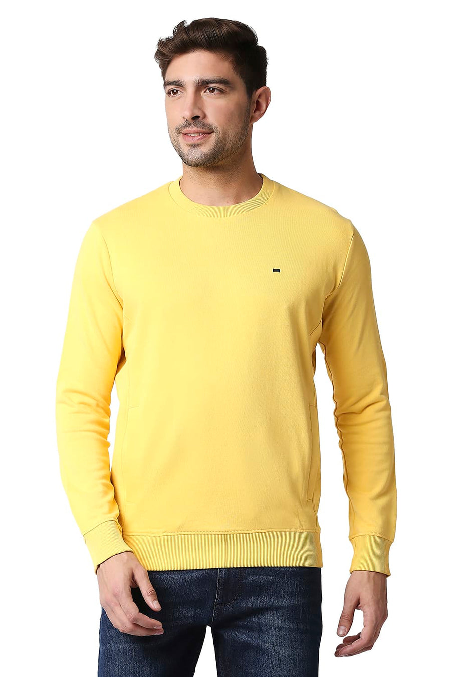 BASICS MUSCLE FIT SNAPDRAGON NON BRUSHED FLEECE PULLOVER SWEATER