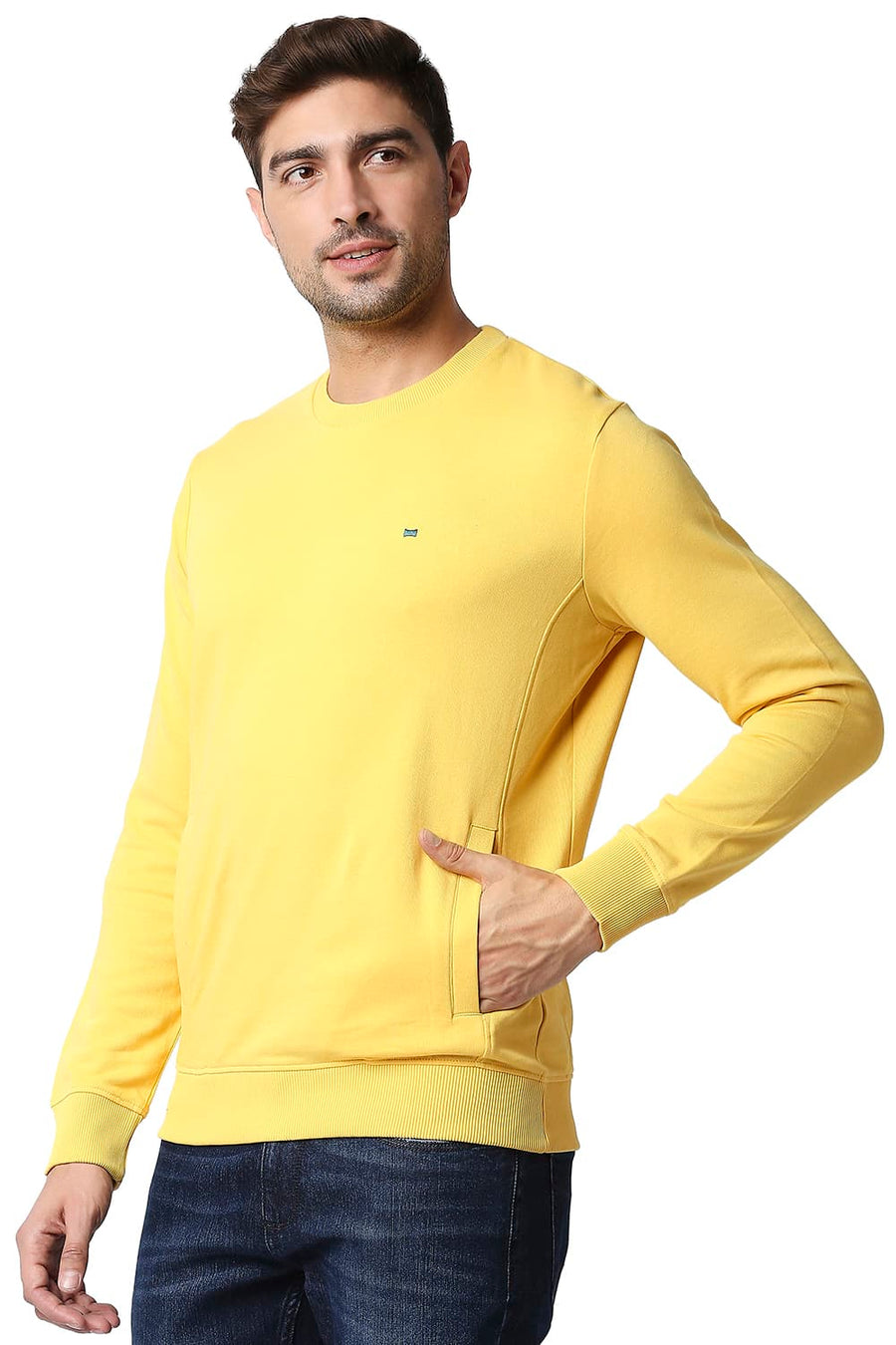 BASICS MUSCLE FIT SNAPDRAGON NON BRUSHED FLEECE PULLOVER SWEATER