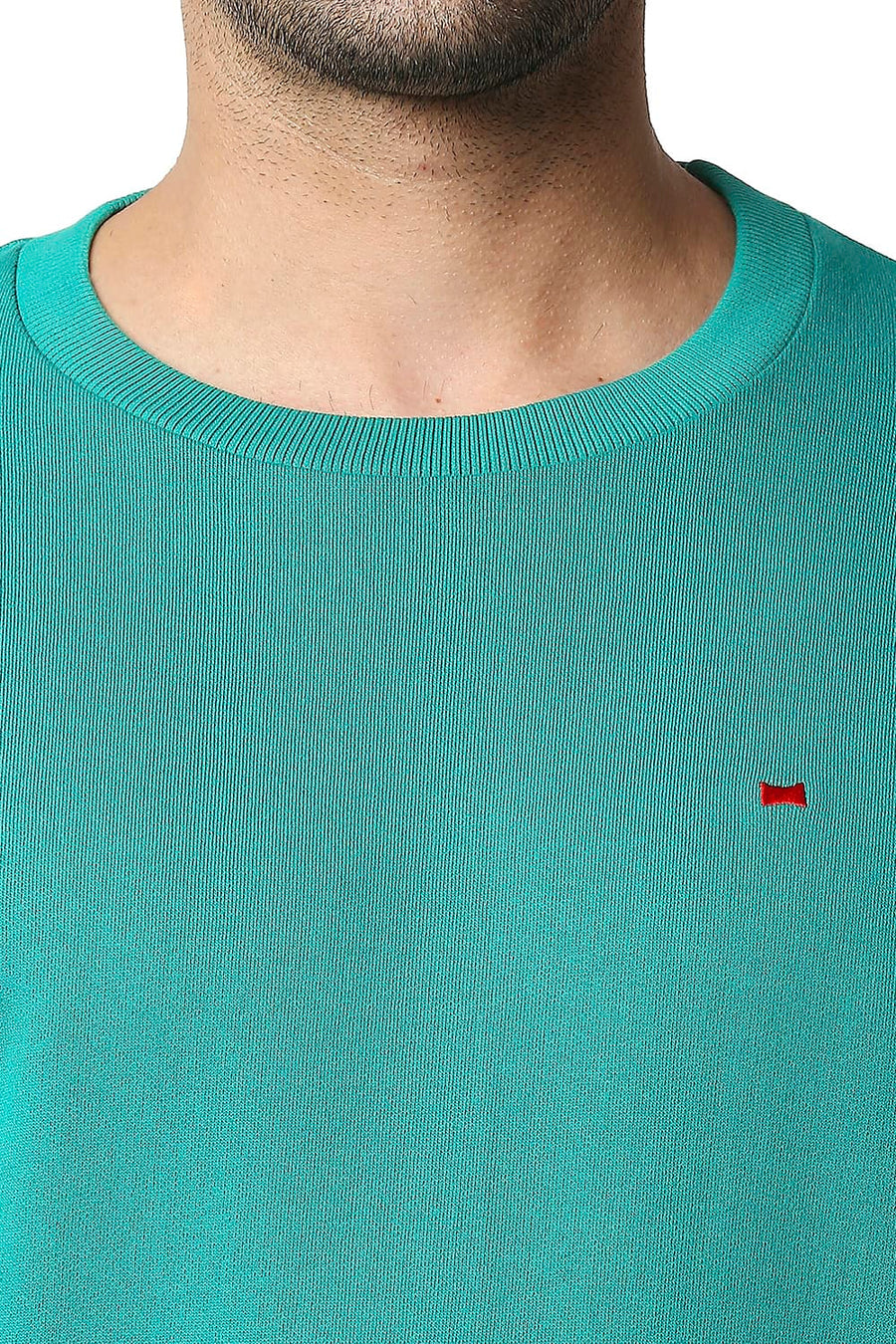 BASICS MUSCLE FIT QUFTZAL GREEN NON BRUSHED FLEECE PULLOVER SWEATER