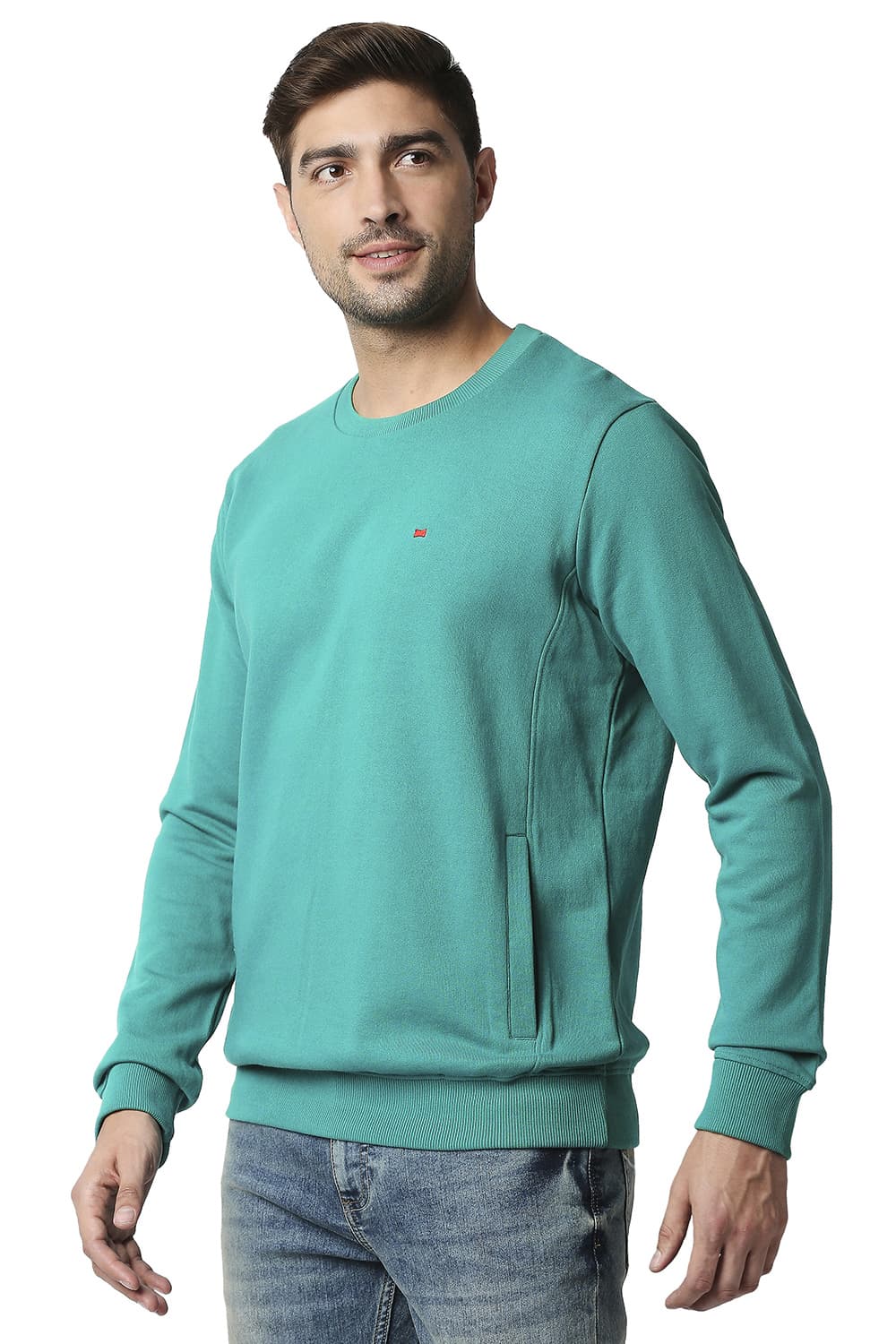 BASICS MUSCLE FIT NON BRUSHED FLEECE PULLOVER SWEATER