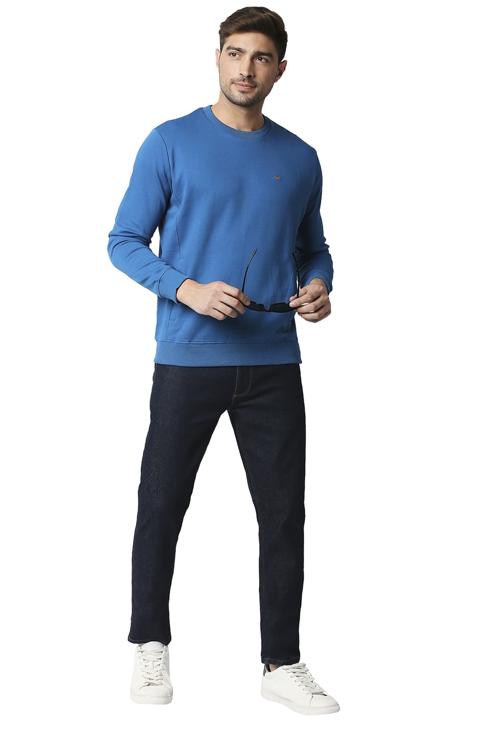 BASICS MUSCLE FIT NON BRUSHED FLEECE PULLOVER SWEATER