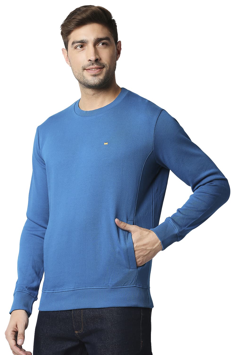 BASICS MUSCLE FIT NON BRUSHED FLEECE PULLOVER SWEATER