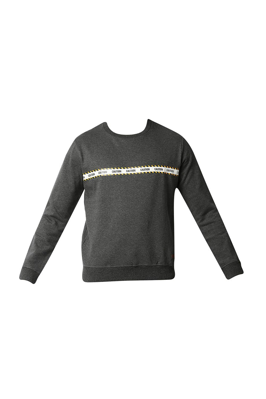 BASICS MUSCLE FIT ANTHRACITE HEATHER BRUSHED FLEECE PULLOVER SWEATER