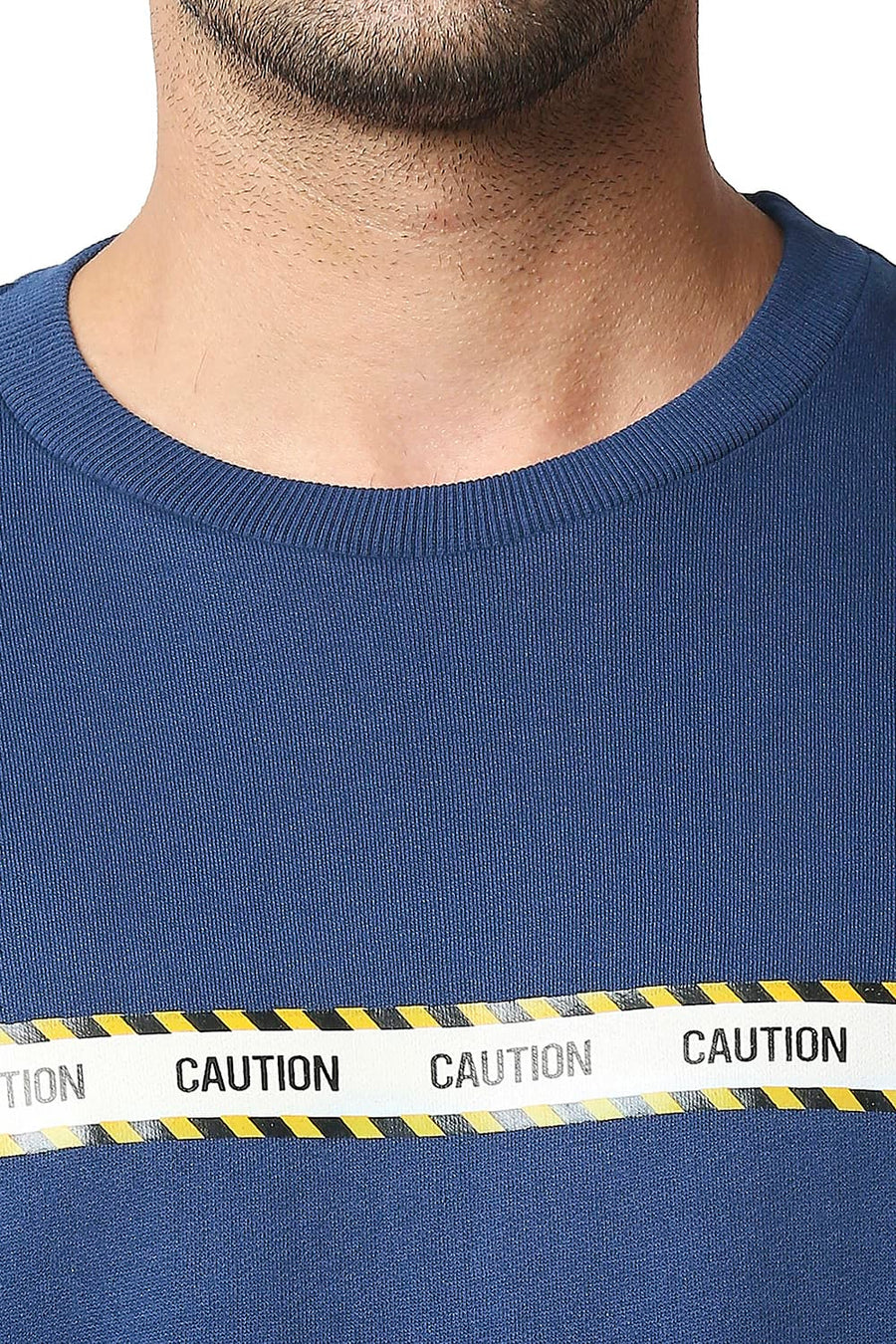 BASICS MUSCLE FIT ESTATE BLUE BRUSHED FLEECE PULLOVER SWEATER