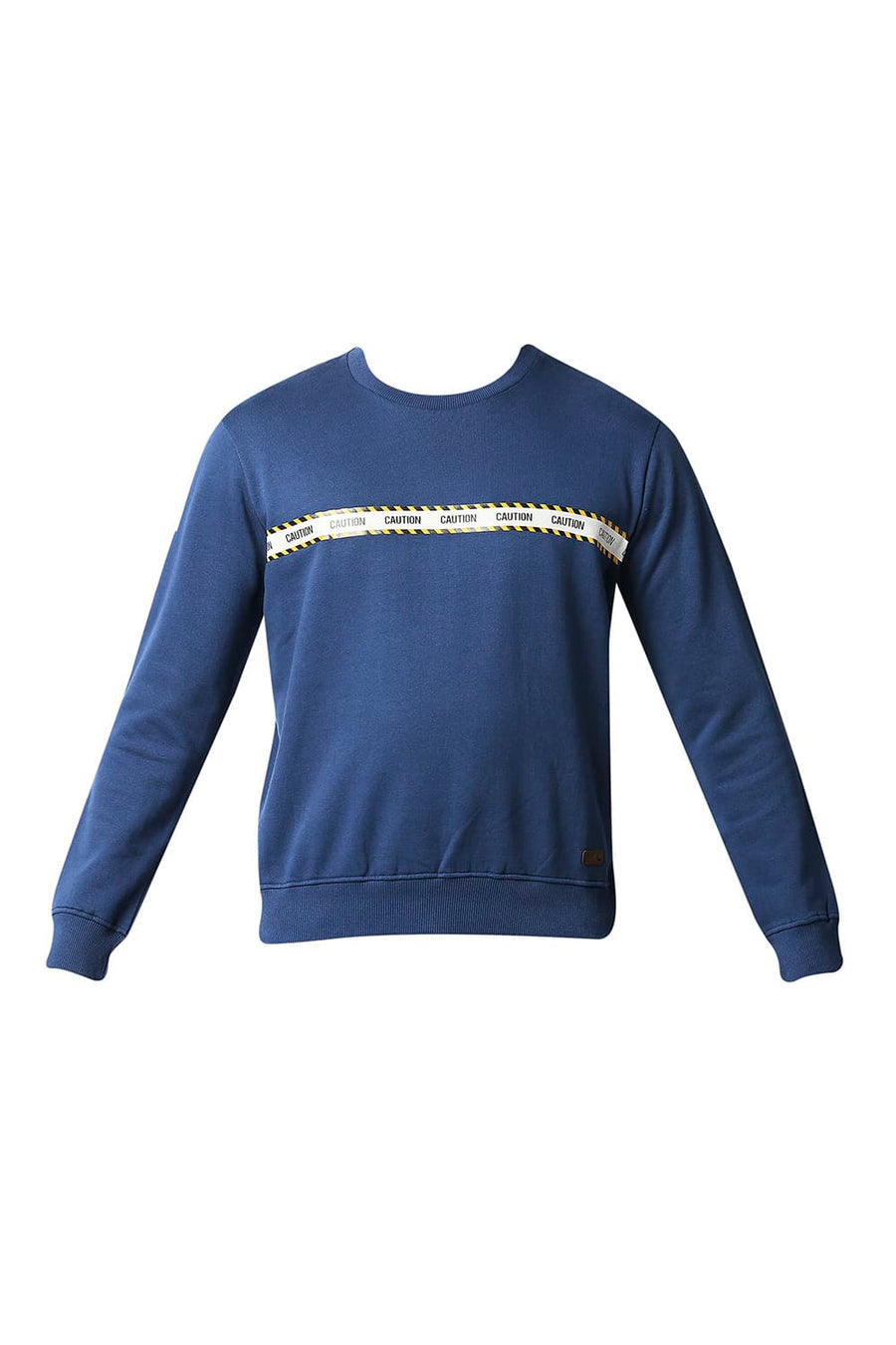 BASICS MUSCLE FIT ESTATE BLUE BRUSHED FLEECE PULLOVER SWEATER