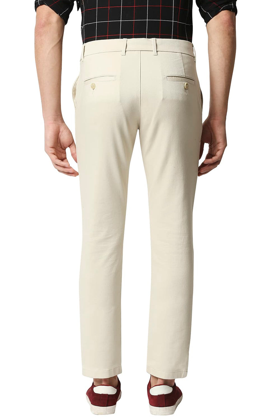 BASICS TAPERED FIT TURTLE DOVE ECRU STRETCH TROUSERS
