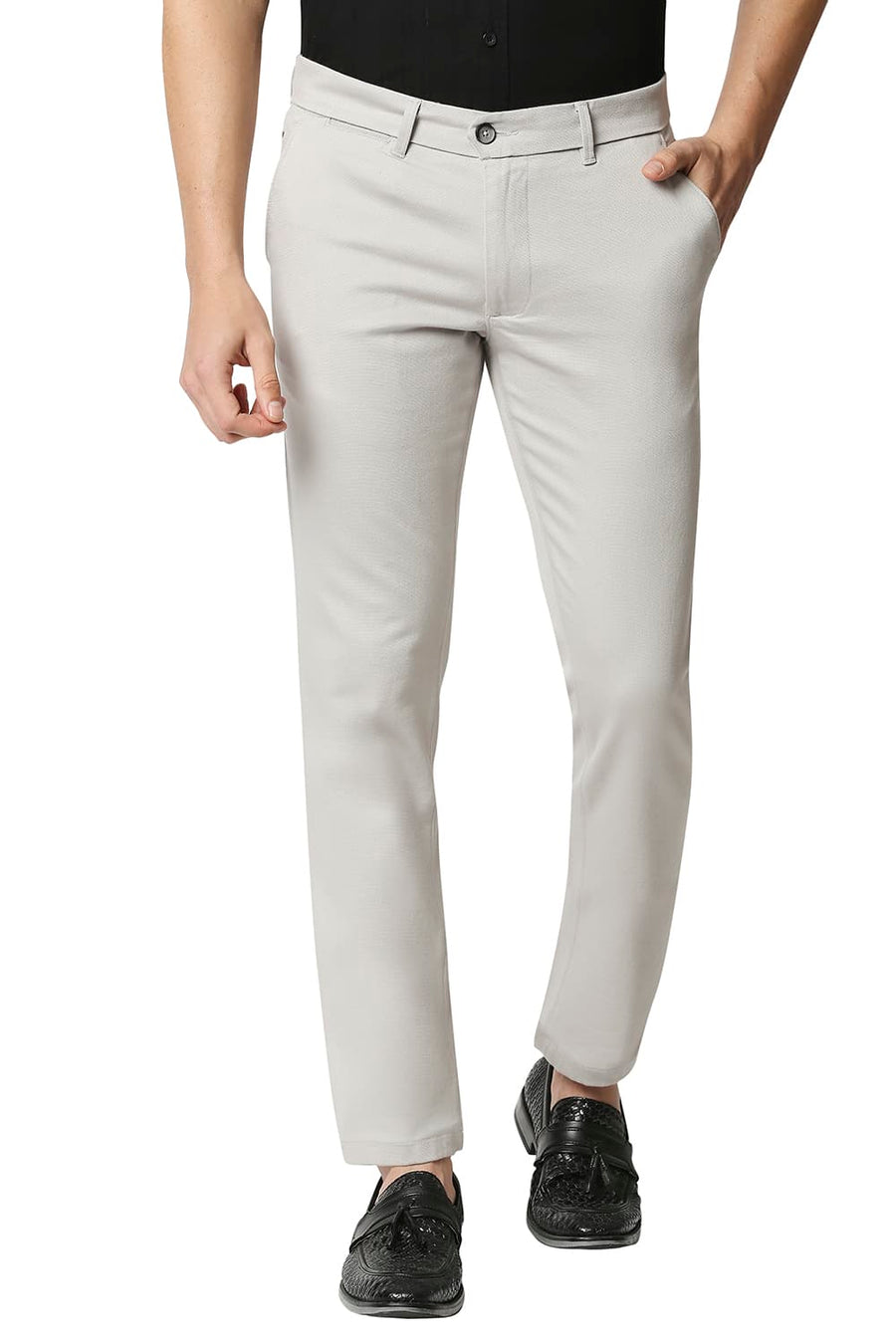 BASICS TAPERED FIT ANTARCTICA GREY STRETCH TROUSERS