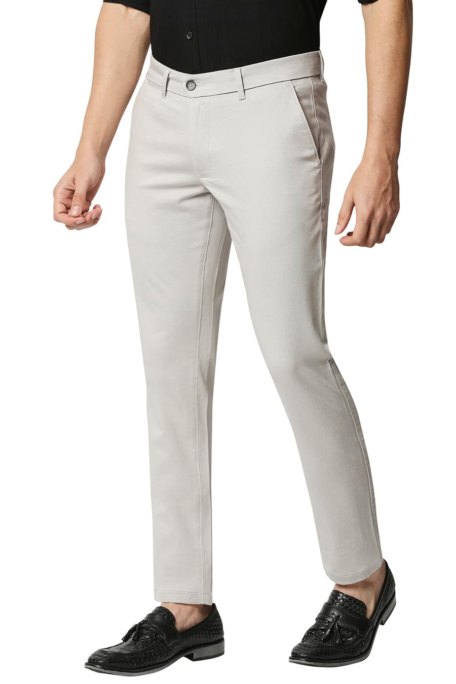 BASICS TAPERED FIT ANTARCTICA GREY STRETCH TROUSERS