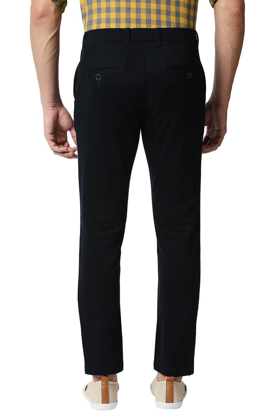 BASICS TAPERED FIT VULCAN NAVY STRETCH TROUSERS