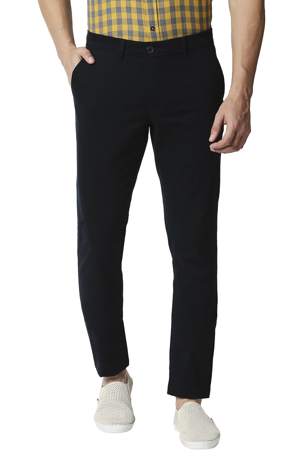 BASICS TAPERED FIT STRETCH TROUSERS