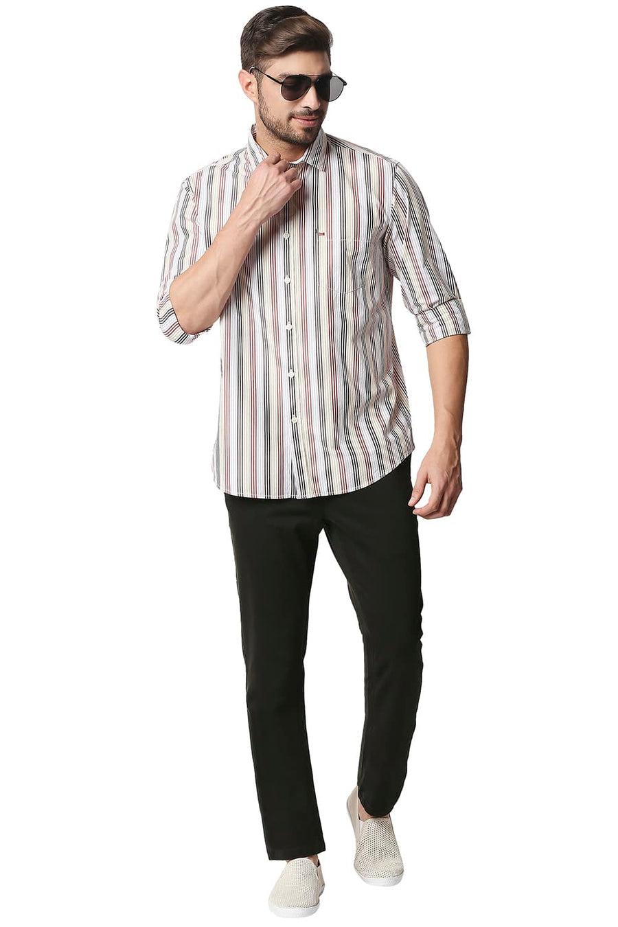 BASICS TAPERED FIT ROSIN OLIVE STRETCH TROUSERS
