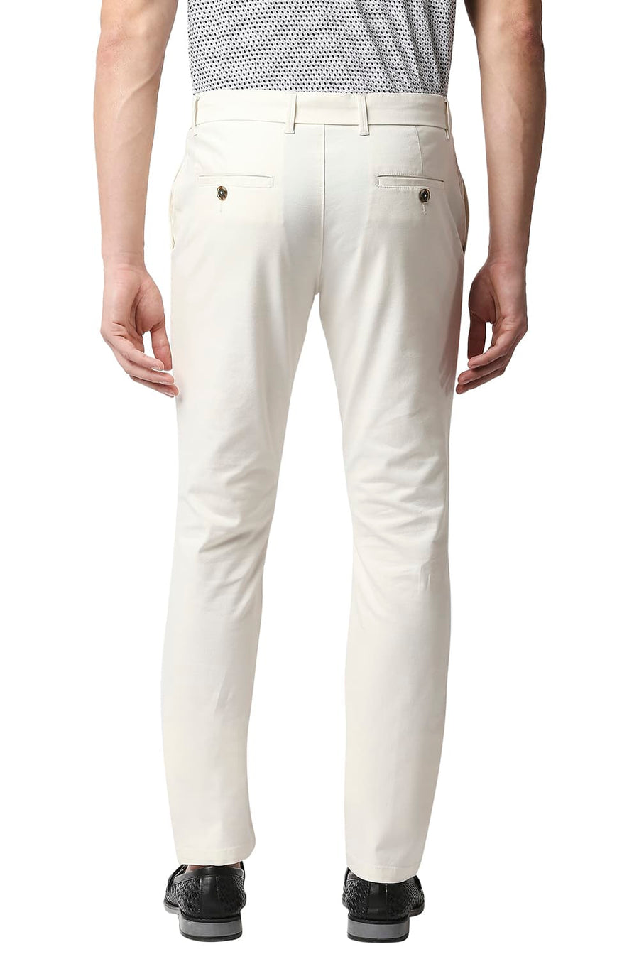 BASICS TAPERED FIT WHISPER ECRU STRETCH TROUSERS