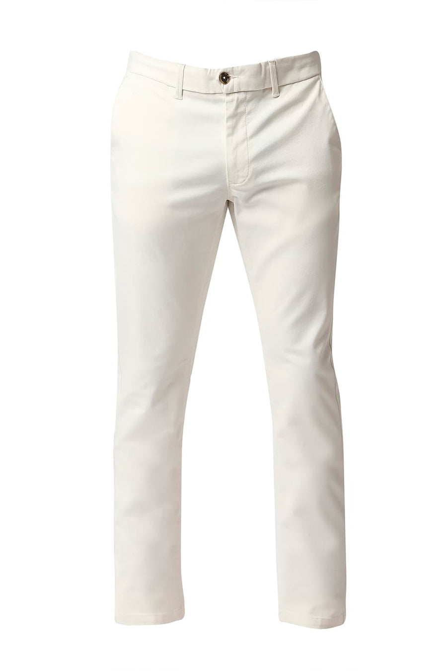 BASICS TAPERED FIT WHISPER ECRU STRETCH TROUSERS