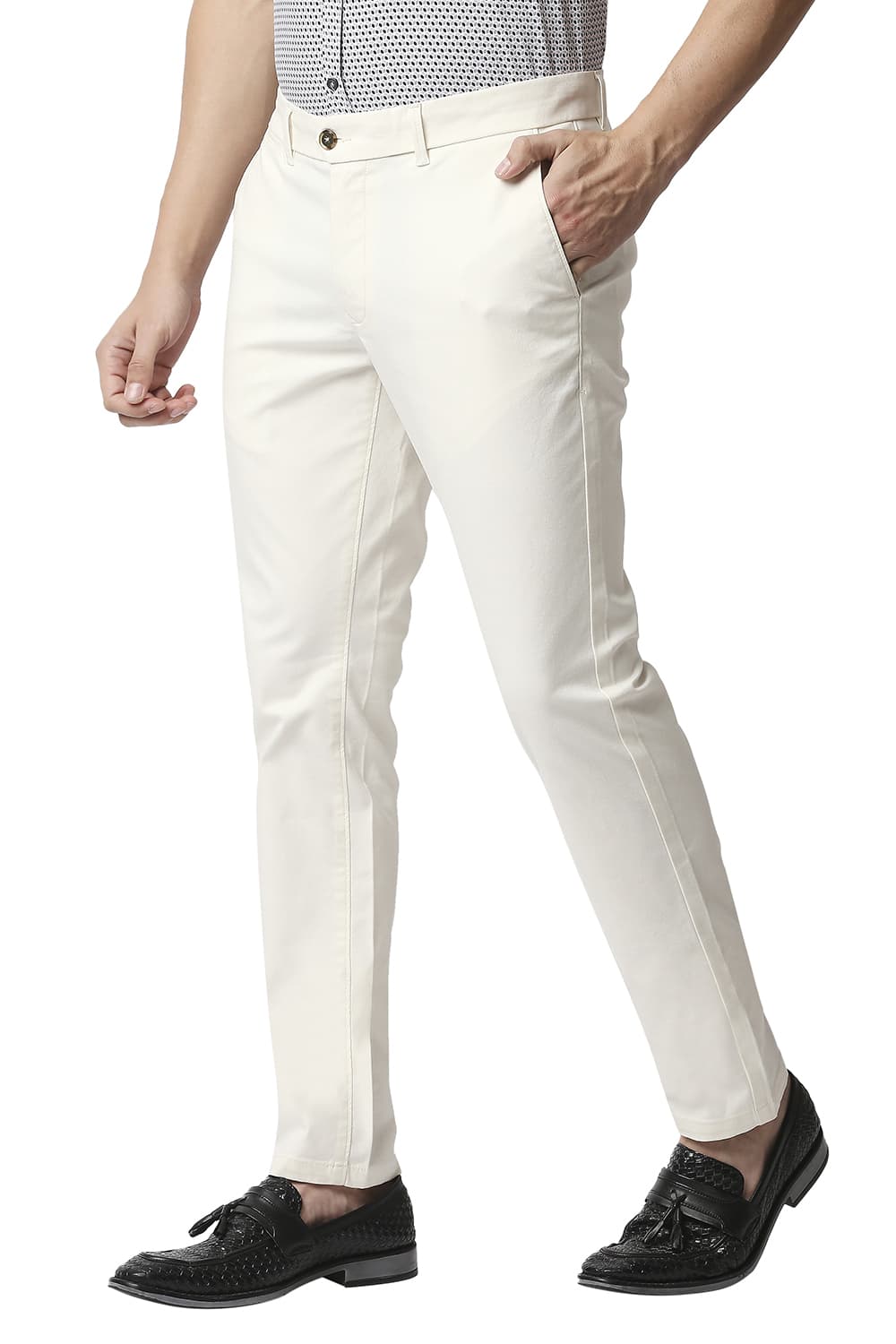 BASICS TAPERED FIT STRETCH TROUSERS