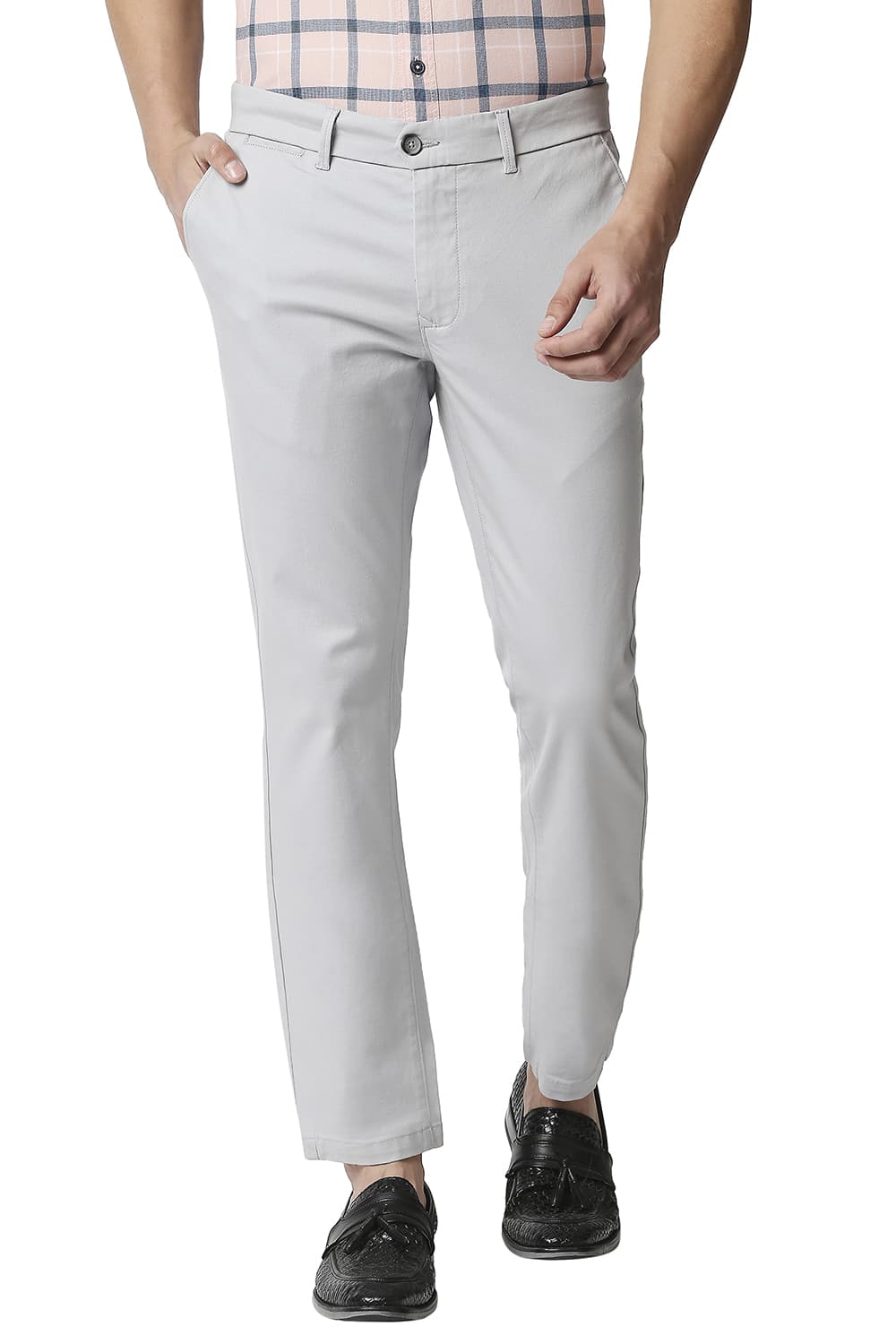 BASICS TAPERED FIT STRETCH TROUSERS