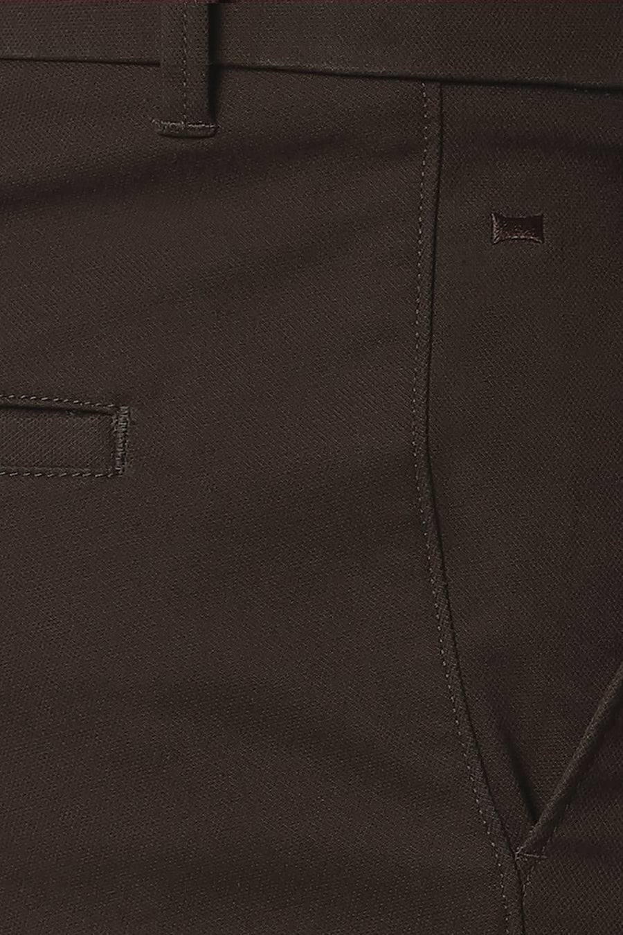 BASICS TAPERED FIT DOWNTOWN BROWN STRETCH TROUSERS