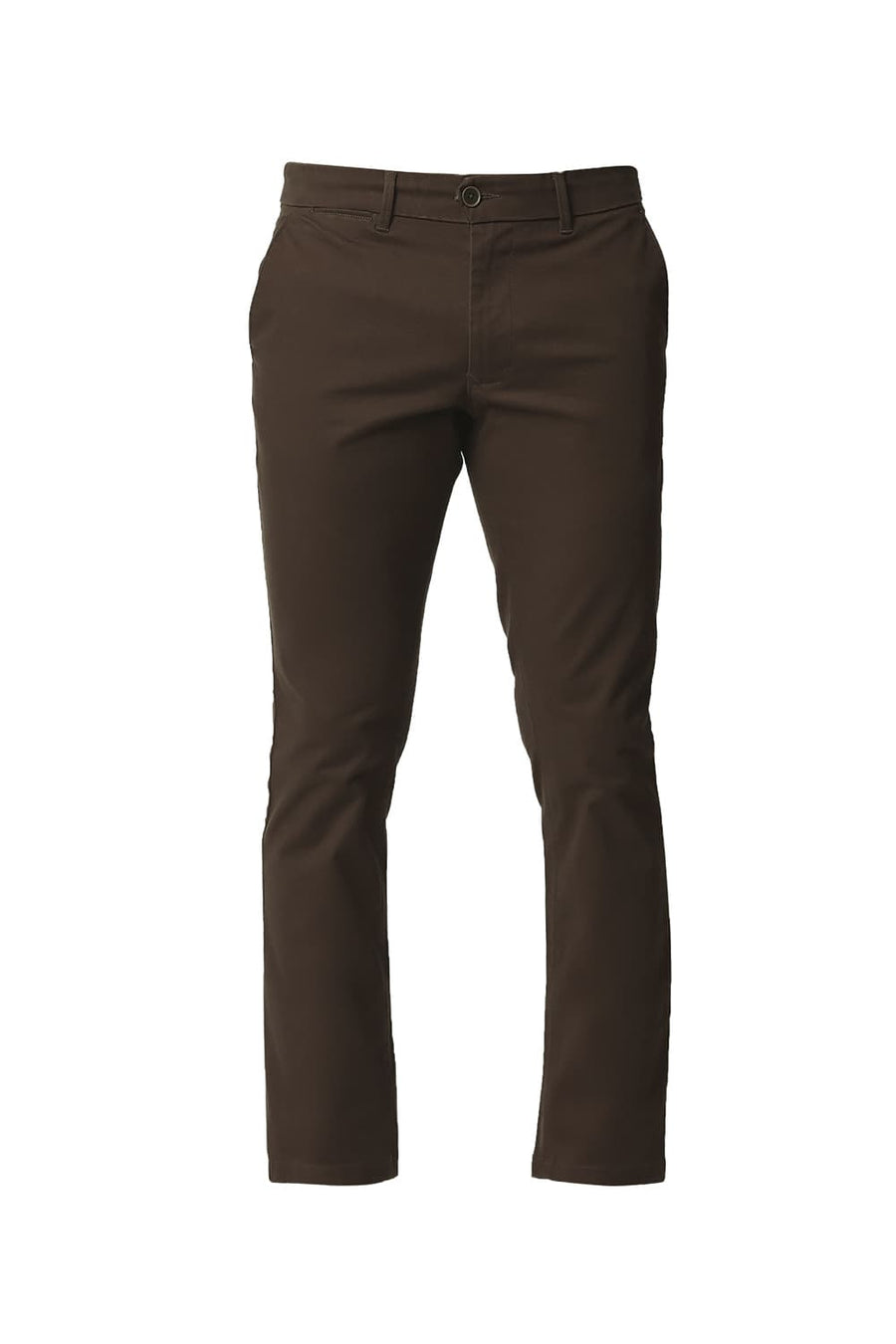 BASICS TAPERED FIT DOWNTOWN BROWN STRETCH TROUSERS