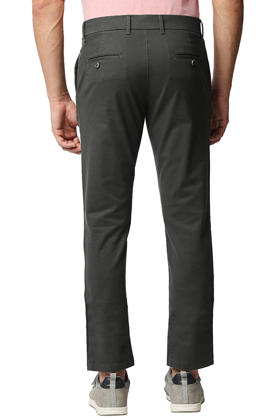 BASICS TAPERED FIT UNEXPLORED GREY STRETCH TROUSERS