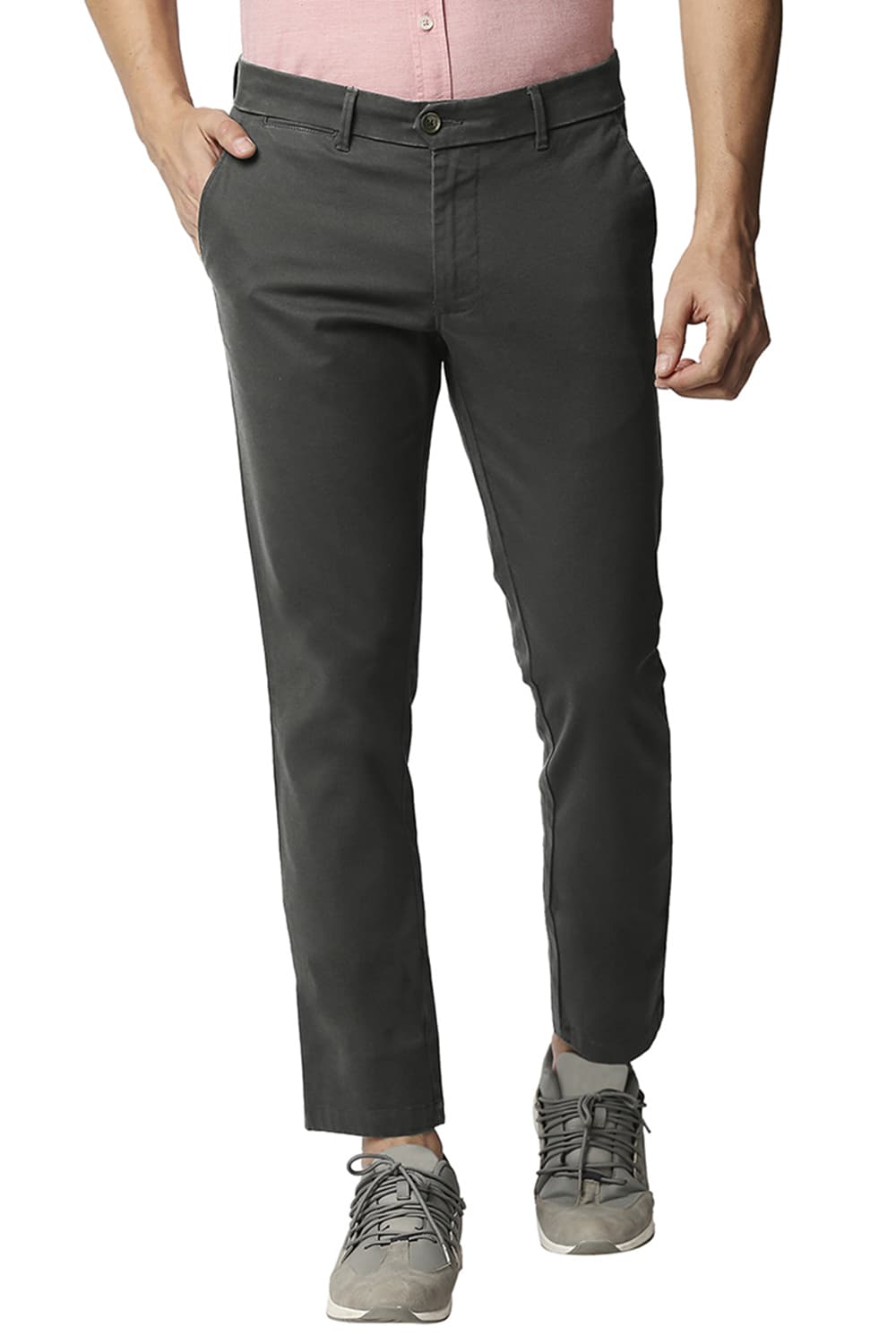 BASICS TAPERED FIT STRETCH TROUSERS