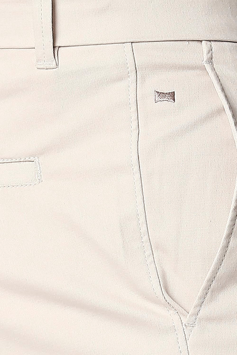 BASICS TAPERED FIT GARDENIA BEIGE STRETCH TROUSERS