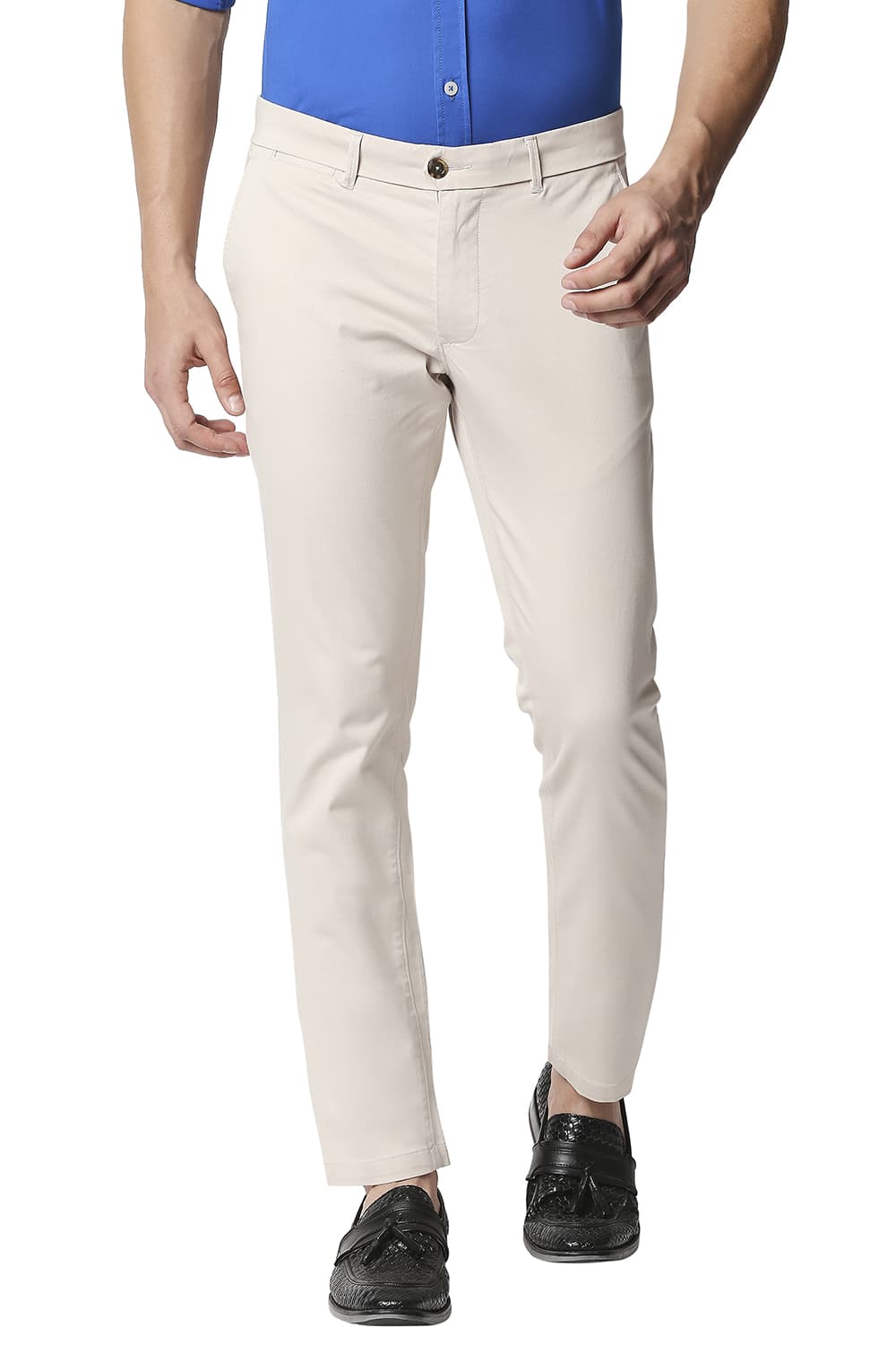 BASICS TAPERED FIT STRETCH TROUSERS