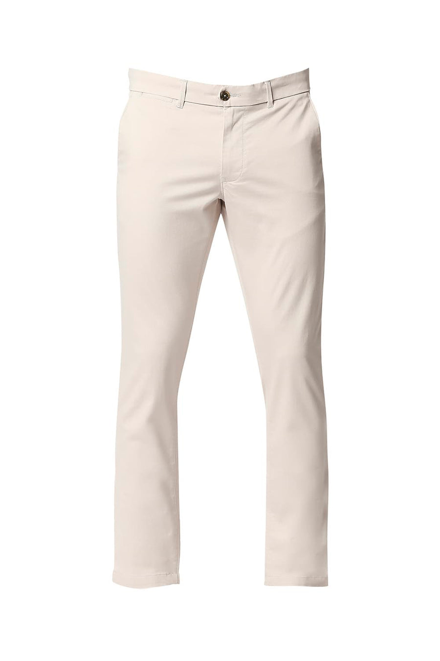 BASICS TAPERED FIT GARDENIA BEIGE STRETCH TROUSERS
