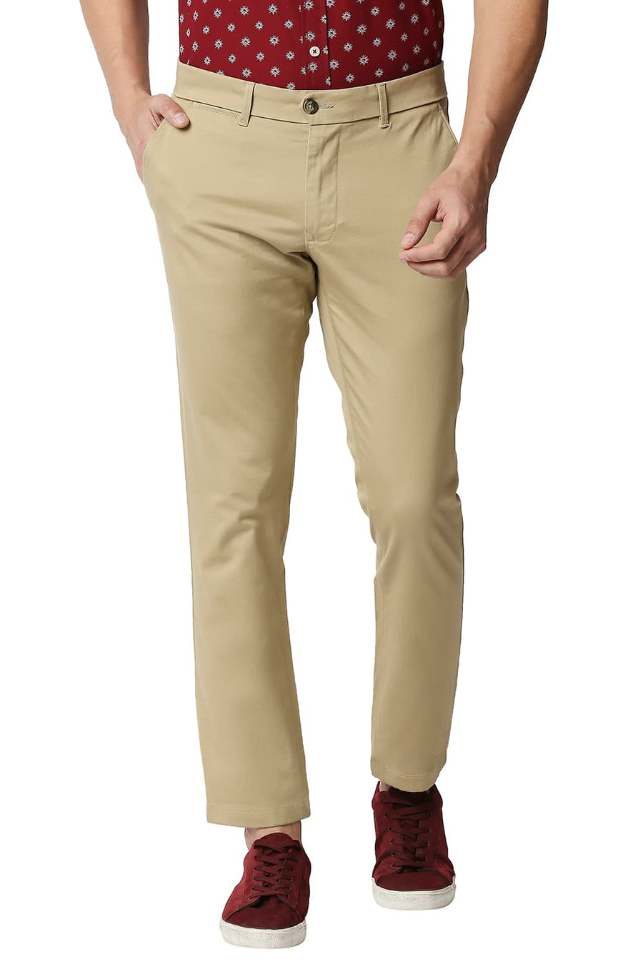 BASICS TAPERED FIT MOJAVE KHAKHI STRETCH TROUSERS